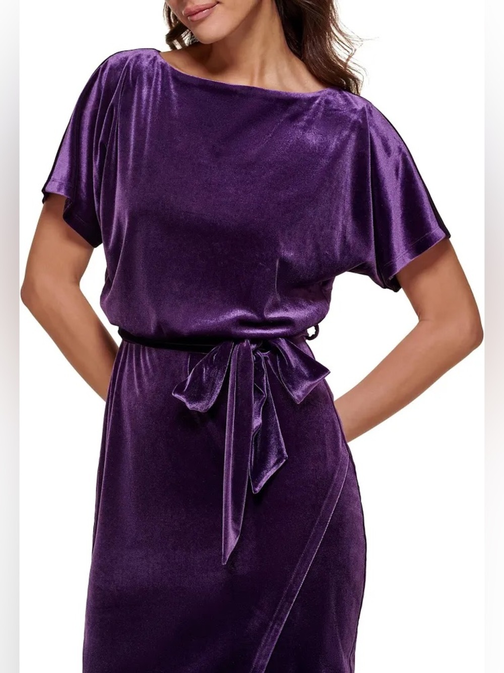 NWT Kensie Elegant Purple Velvet Belted Women’s Dress M